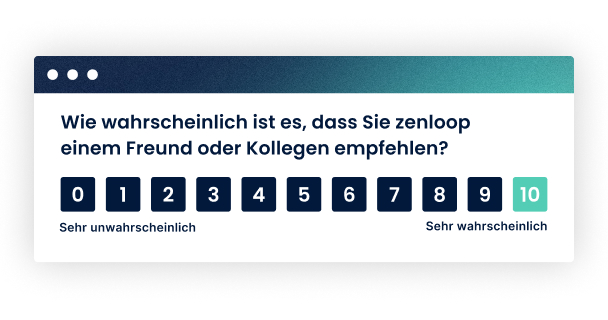 Die Infografik zeigt beispielhaft die Abfrage des NPS (Net Promoter Scores)