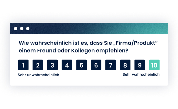 Die Grafik zeigt eine NPS Skala von 1 bis 10. 