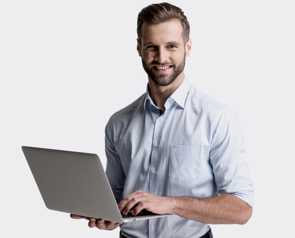 person holding a laptop