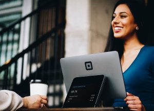 woman smiling at customer